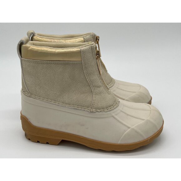 Sperry Kids Size 13 Duck Boots Beige Tan Rubber Sole Zip Closure - Picture 4 of 9